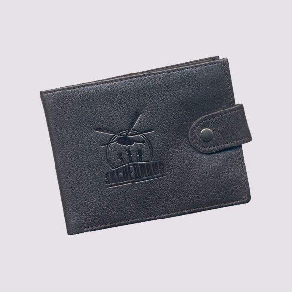 Кожаный кошелек в черном цвете с логотипом Экспедиция